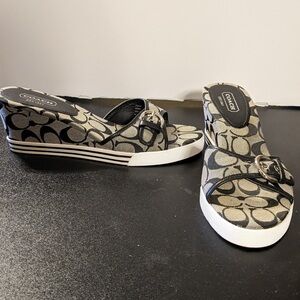 Coach Perry Black and Gray Logo Wedge